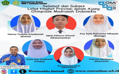 Enam Siswa MAN 1 Lampung Selatan Lolos ke Tingkat Provinsi pada Olimpiade Madrasah Indonesia (OMI) 2025
